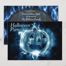 電気で光るカボチャのハロウィンパーティー