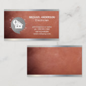 電気とホームロゴ |金属レザー 名刺 (正面/裏面)