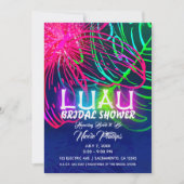 電気のワイキキトロピカルナイトネオンブライダルシャワー 招待状 (正面)