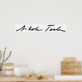 電気の天才ニコラテスラの署名 ポスター (キッチン)