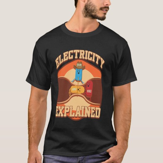 電気の解説イラスト 電気技師の紅茶 Tシャツ (正面)