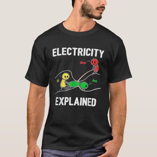 電気の解説 オーム・ボルト・アンペア 電気技師 Tシャツ (正面)