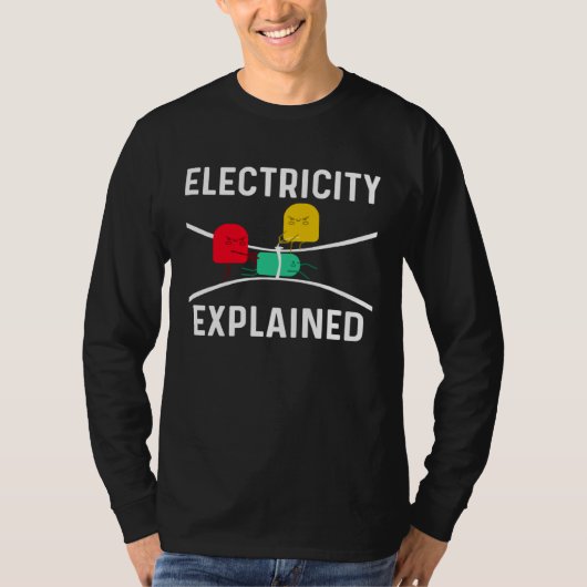 電気の解説 電気技師 ラインマン Tシャツ (正面)