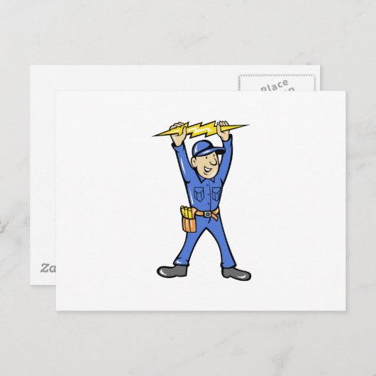 電気を保持する漫画の電気技師稲妻 ポストカード (正面/裏面)