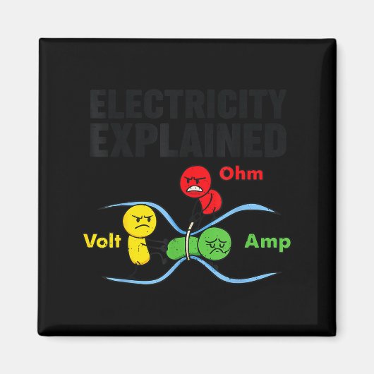 電気を楽しく解説 ギークな物理学ユーモア サイエンス マグネット (正面)