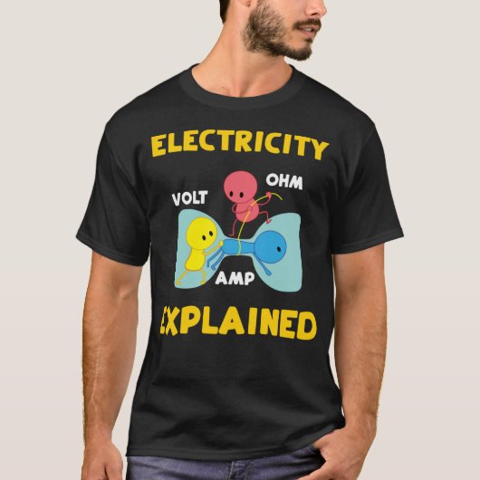 電気を楽しく解説 電気技師さんに捧ぐ Tシャツ (正面)
