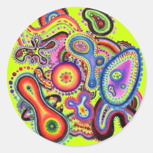 「電気アメーバ」ステッカー ラウンドシール (正面)