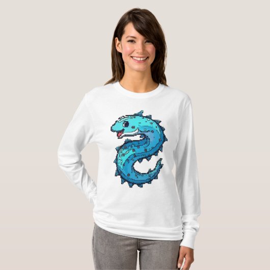 電気ウナギのピクセル火花 Tシャツ (正面フル)