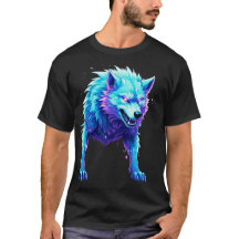 電気エネルギーを纏ったカートゥーンウルフTシャツ