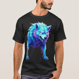 電気エネルギーを纏ったカートゥーンウルフTシャツ Tシャツ