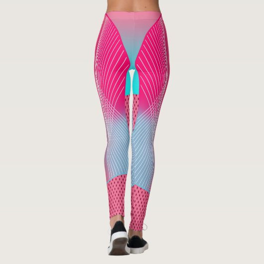 電気エネルポップ・アートのギーレトロ幾何学レギンス レギンス (裏面)