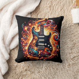 電気ギターが炎のように発火する クッション