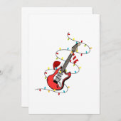 電気ギターサンタクロースミュージッククリスマス愛好家 招待状 (正面/裏面)