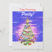 電気クリスマスツリー – ツリーのトリミングパーティー 招待状 (正面)