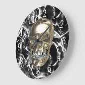 電気クロームスカル丸時計 ラージ壁時計 (傾斜)