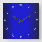 電気コバルトブルーのローマ数字の柱時計 スクエア壁時計 (正面)