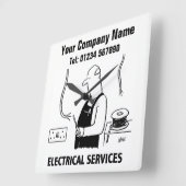 電気サービスの漫画の時計 スクエア壁時計 (傾斜)