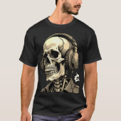 電気スカルDJ -漫画アートヘッドフォン&ザップ! Tシャツ (正面)