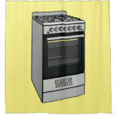 電気ストーブ漫画イラストレーション シャワーカーテン (正面)