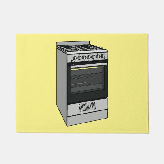 電気ストーブ漫画イラストレーション ドアマット (正面)