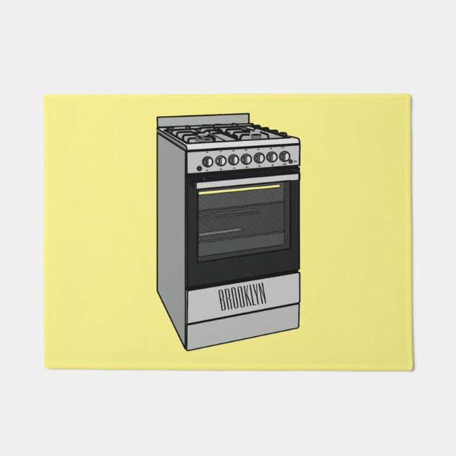 電気ストーブ漫画イラストレーション ドアマット (正面)