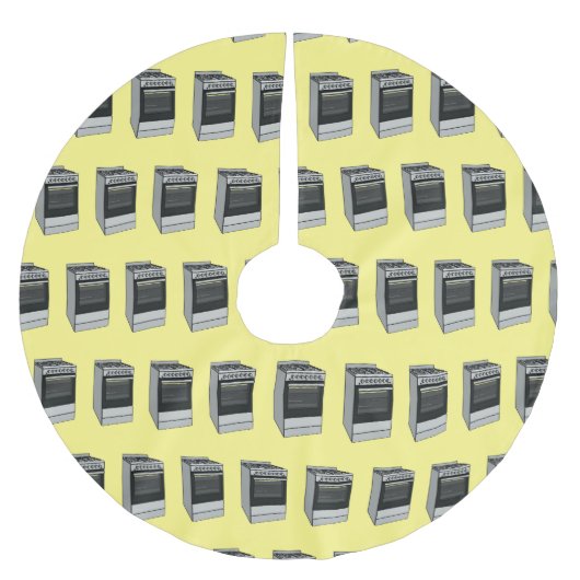 電気ストーブ漫画イラストレーション ブラッシュドポリエステルツリースカート (正面)