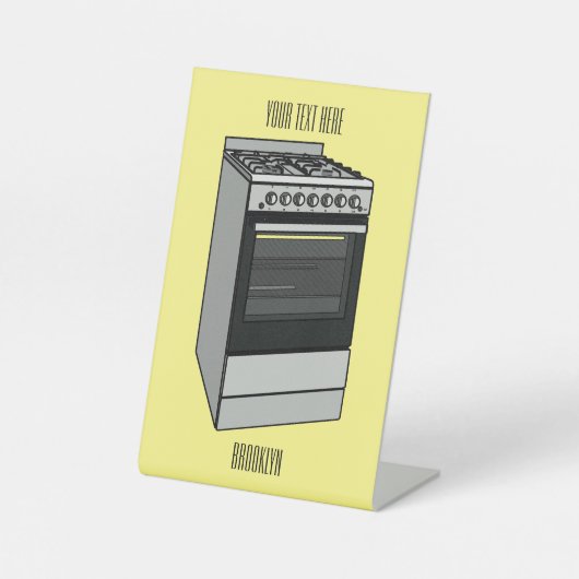 電気ストーブ漫画イラストレーション 台座サイン (正面)