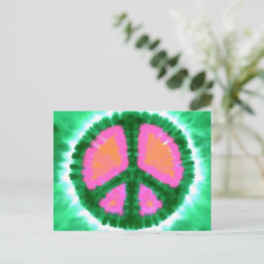 電気タイダイの平和サイン ポストカード (スタンド正面)