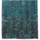 電気ティール（緑がかった色）ブルーマーブルスワール シャワーカーテン (正面)