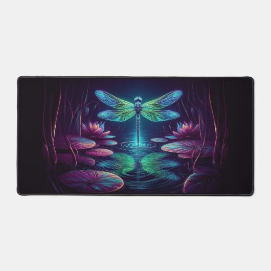 電気トンボ、目を引くネオン動物 デスクマット (正面)