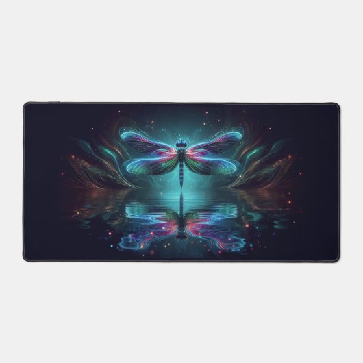 電気トンボ、目を引くネオン動物 デスクマット (正面)