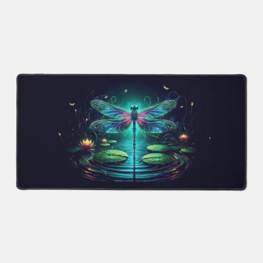 電気トンボ、目を引くネオン動物 デスクマット (正面)