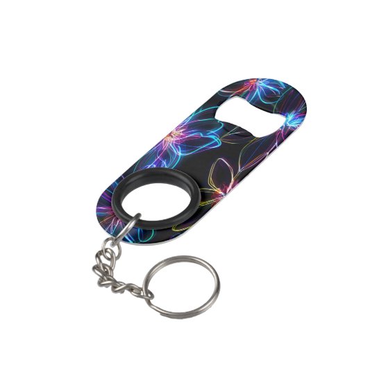 電気ネオンの花の輝き キーホルダー栓抜き (裏面アングル)