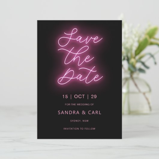 電気ネオングローライト日付の保存 招待状 (スタンド正面)