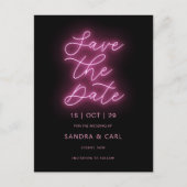 電気ネオングローライト日付を保存招待状 ポストカード (正面)