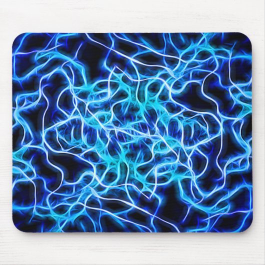電気ネオンブルーテスラコイル稲妻 マウスパッド (正面)