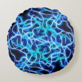 電気ネオンブルーテスラコイル稲妻 ラウンドクッション (正面)