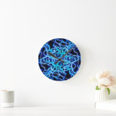 電気ネオンブルーテスラコイル稲妻 ラウンド壁時計 (ホーム)