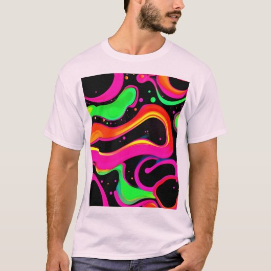 電気ネオン液(ばちゃばちゃ)跳ねる Tシャツ (正面)