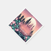 電気バラ未来的ネオンブライダルシャワー スタンダードカクテルナプキン (角)