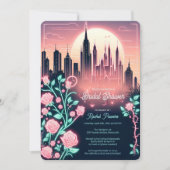 電気バラ未来的ネオンブライダルシャワー 招待状 (正面)