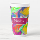 電気パーソナライズされた大理石流芸術 カフェラテマグ (正面)