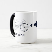 電気パーソナライズされた自転車で自転車が楽しい モーフィングマグカップ (正面左)