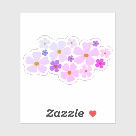 電気ピンクと紫の花グラフィック シール (シート)