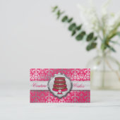 電気ピンクのケーキのオートクチュールの派手なダマスク織のベーカリー 名刺 (スタンド正面)