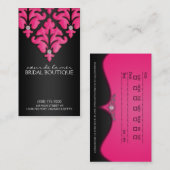 電気ピンクのダイヤモンドのダマスク織のアポイントメントカード 予約カード (正面/裏面)