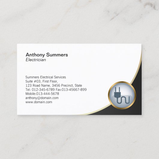 電気プラグアイコン電気工事士名刺 名刺 (正面)