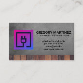 電気プラグアイコン |木革の背景 名刺 (正面)