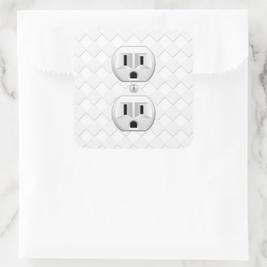 電気プラグ壁コンセントカスタマイズおもしろい スクエアシール (バッグ)