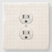 電気プラグ壁コンセントカスタマイズおもしろい ストーンコースター (正面)